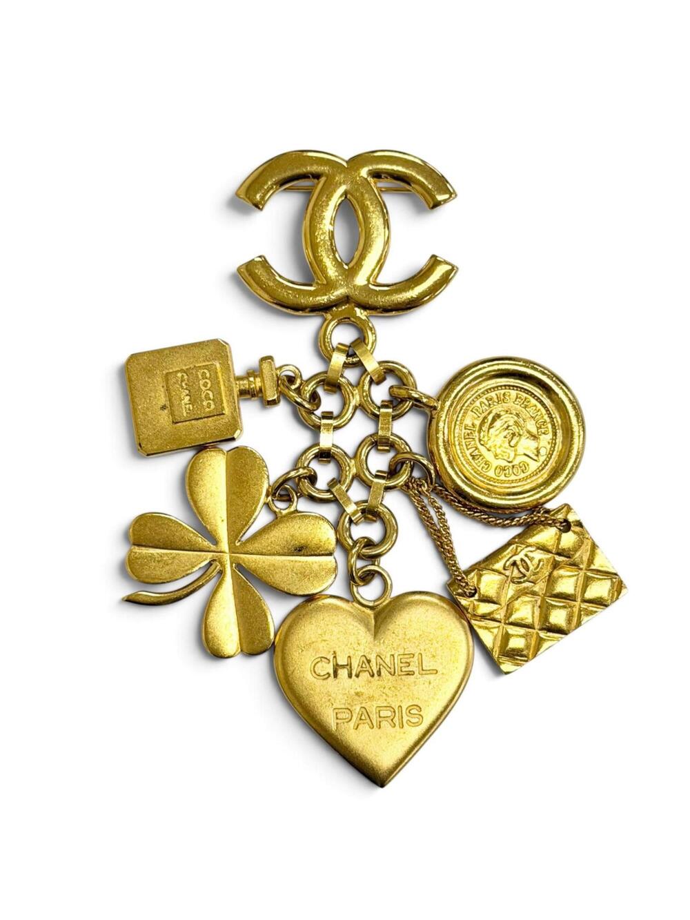 Chanel Cc Logo Heart Clover Brooch #343249C11B